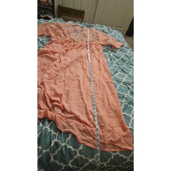 XL Short Sleeve Pink Floral Open Front Kimono - Picture 6 of 8